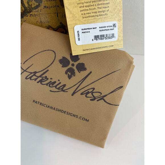 Patricia Nash Rienzo Satchel Shoulder Bag Vintage Tan Leather European Map NWT - Picture 10 of 11